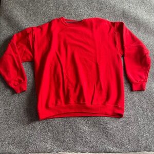 Athletic Works Mens XL Red Crewneck Sweatshirt Fleece Lined Pullover RN 52469